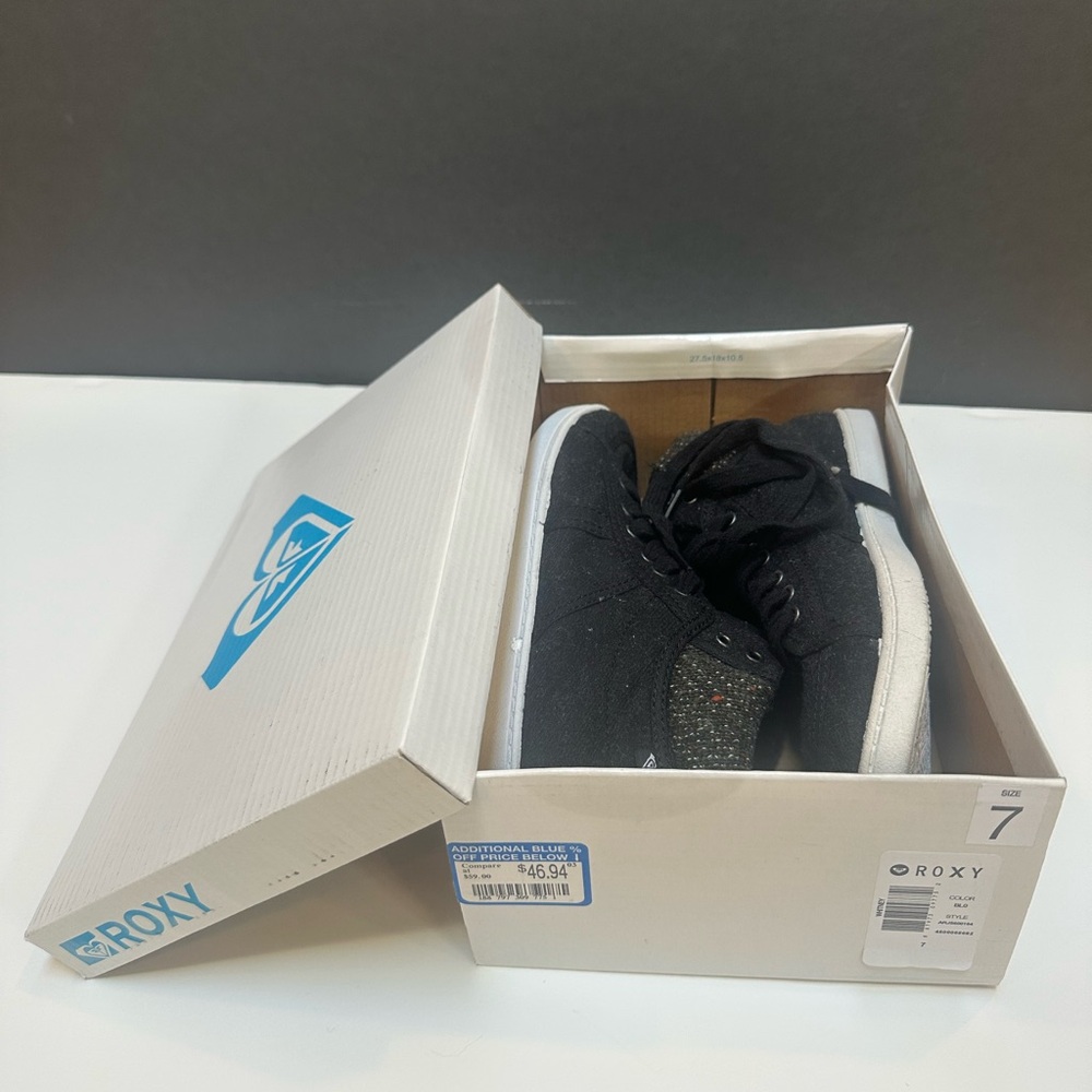 ❌SOLD❌ NWT Roxy "Whitney" Black/Charcoal High-Top Sneakers w fuzzy lining - Picture 7 of 7